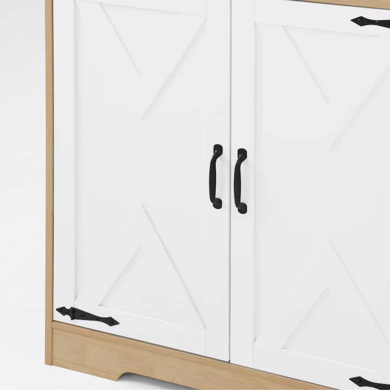 Pantry Cabinet with 2 Doors, 3-Tier Modern Kitchen Cabinet with Shelves, Freestanding Larder Cupboard