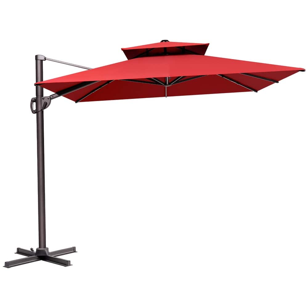 9 x 11.5 FT Patio Outdoor Patio Dual Top Cantilever Umbrella with No Base