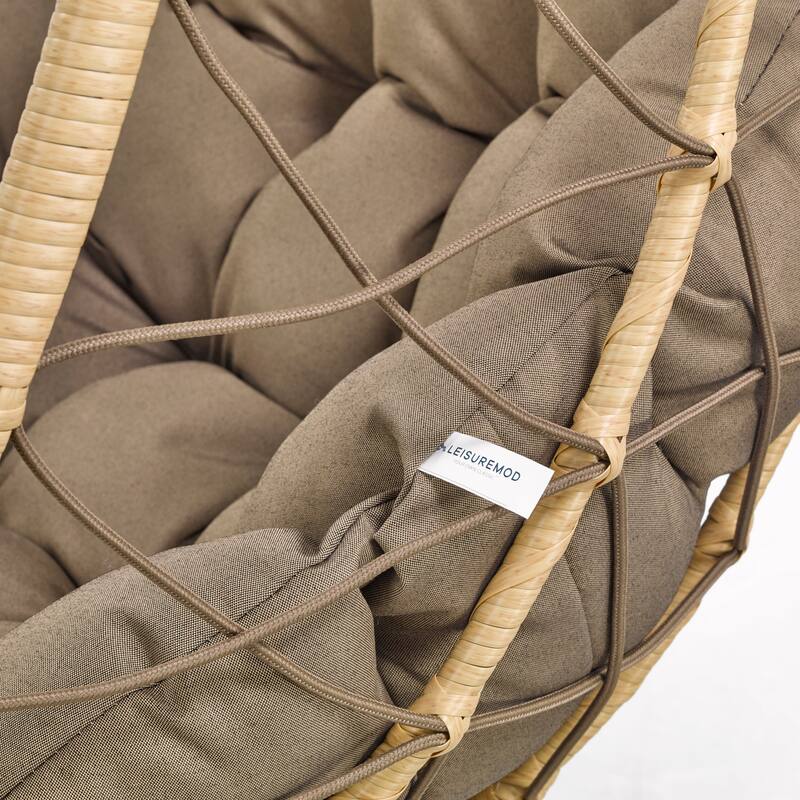 Summit Hanging Egg Swing Chair with Brown Frame & Foldable Shell for Home Patio Garden Backyard Porch