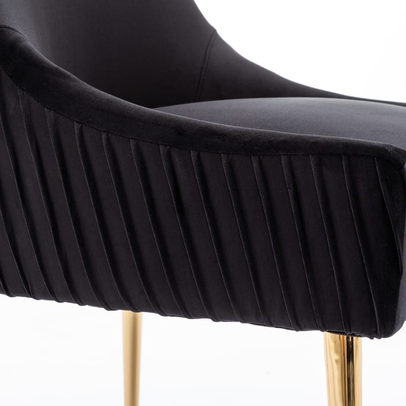 SEYNAR Modern Glam Boucle Pleated Velvet Dining Chair or Vanity Chair Set of 4 with Rear Handle