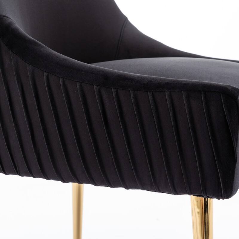 SEYNAR Modern Glam Boucle Pleated Velvet Dining Chair or Vanity Chair Set of 6 with Rear Handle