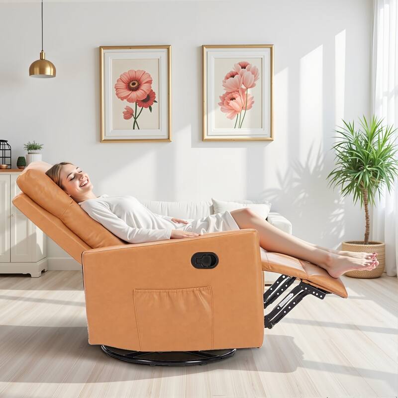 Recliner Chair, Swivel Rocking, Glider Rocker Recliner, Nursery Chair With Footrest For Living Room