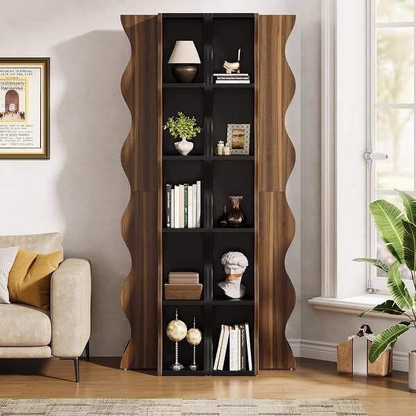 6-Tier Corner Shelf Corner Bookshelf for Living Room - Bed Bath