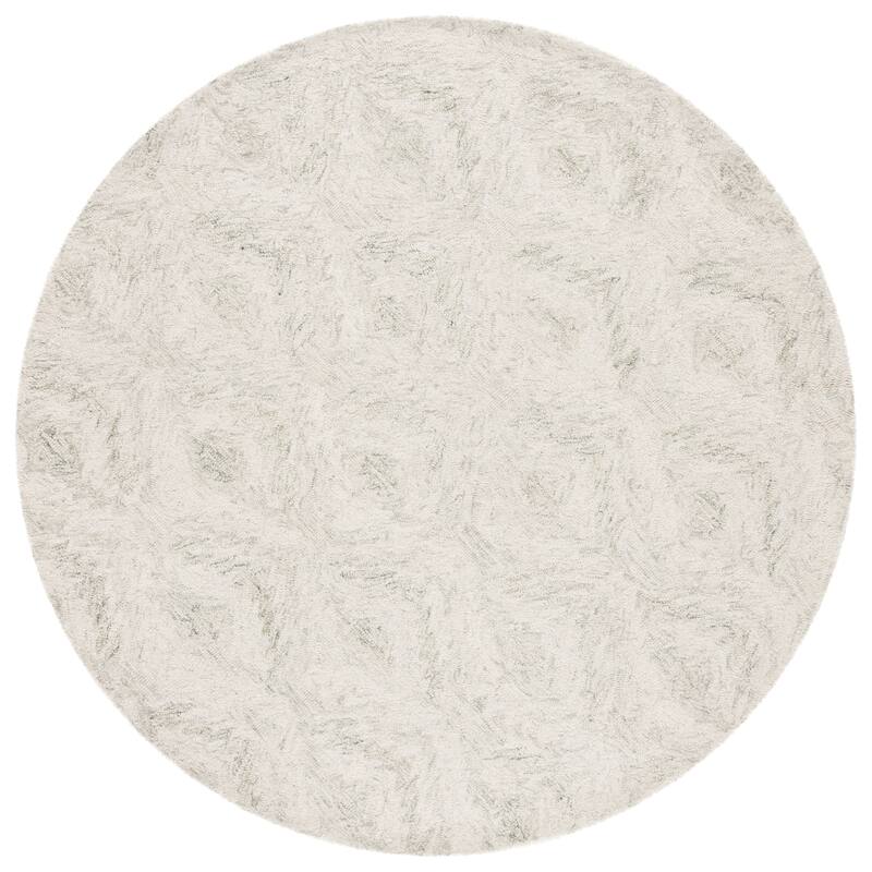 SAFAVIEH Handmade Ebony Hisa Modern & Contemporary Wool Rug - 6' Round - Ivory/Light Green