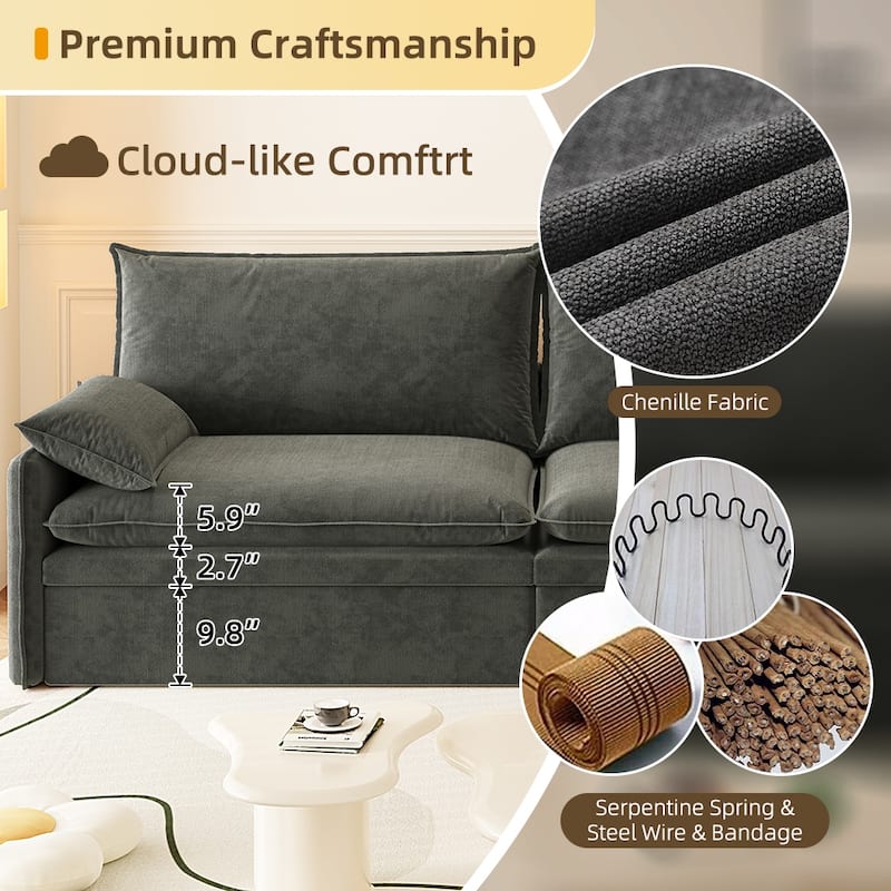 Convertible Sleeper Sofa Bed with Storage and USB Port Modern Chenille Fabric for Versatile Living Spaces
