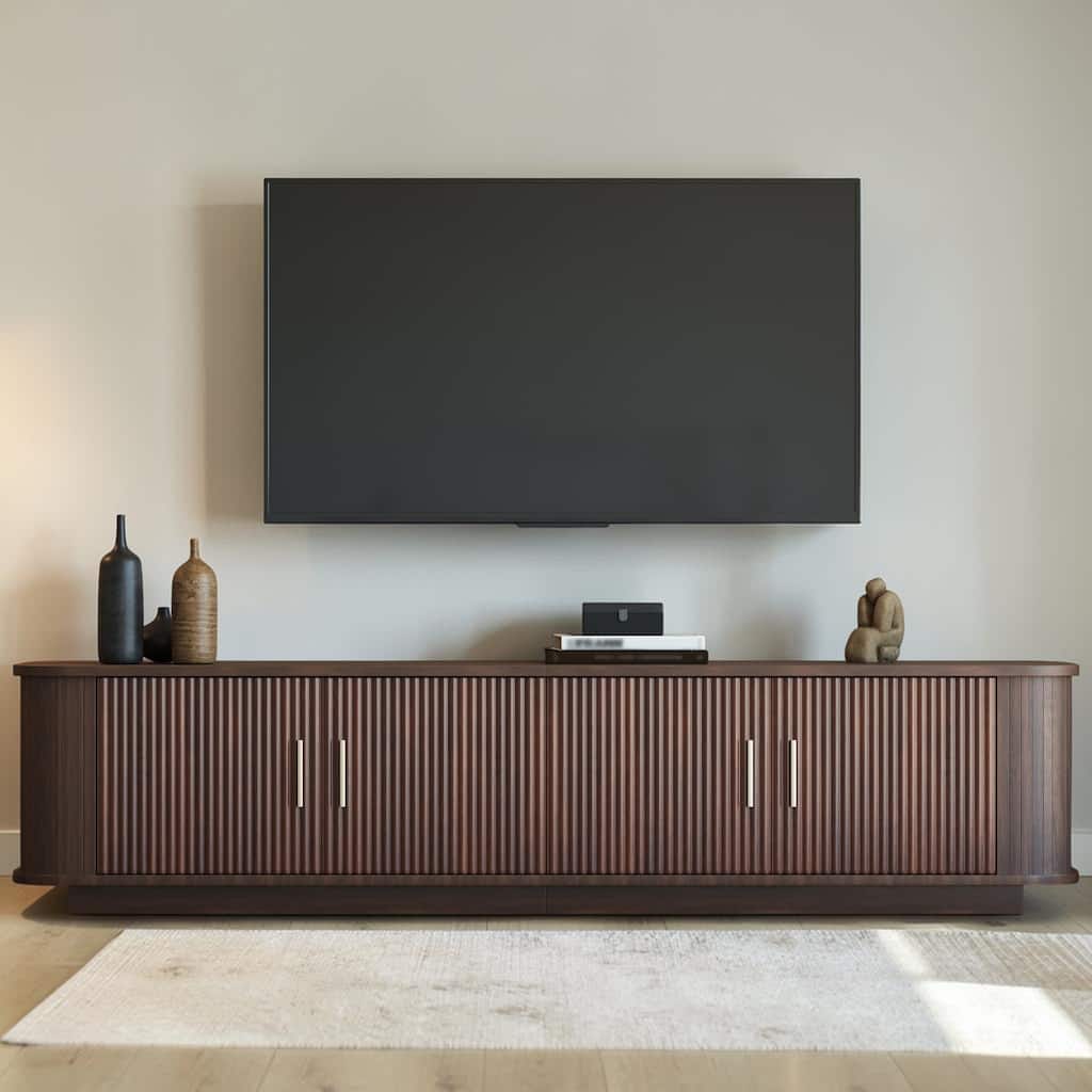 70.9" Modern TV Stand with Storage Cabinets and Rounded Corners for TVs Up to 80 Inches