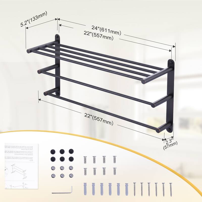 WOWOW 24 in. Bathroom Towel Rack