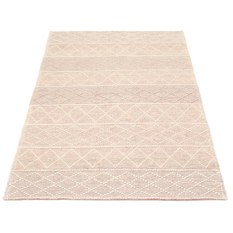 ECARPETGALLERY Braid weave Sienna Cream, Pink Wool Rug - 5'0 x 7'10