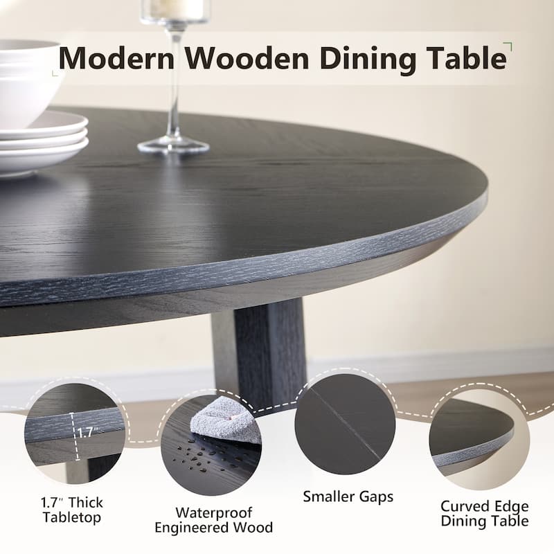 Modern Dining Table for 4-6, Round Dining Room Table for Kitchen