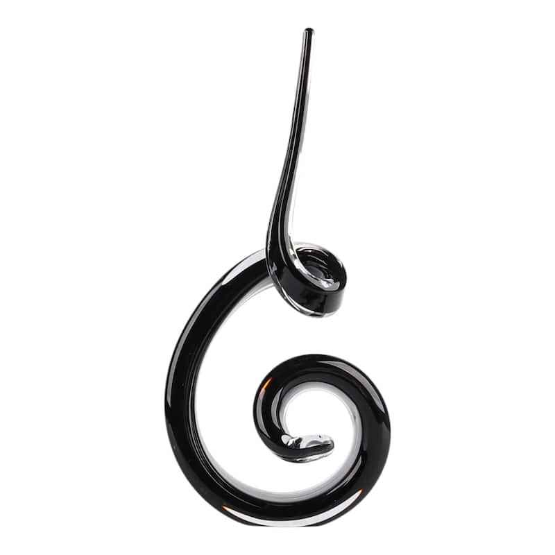 Glass Sculpture Stylish Abstract Swirl Decorative Accent - 16" Black - 7" x 5" x 15.5"