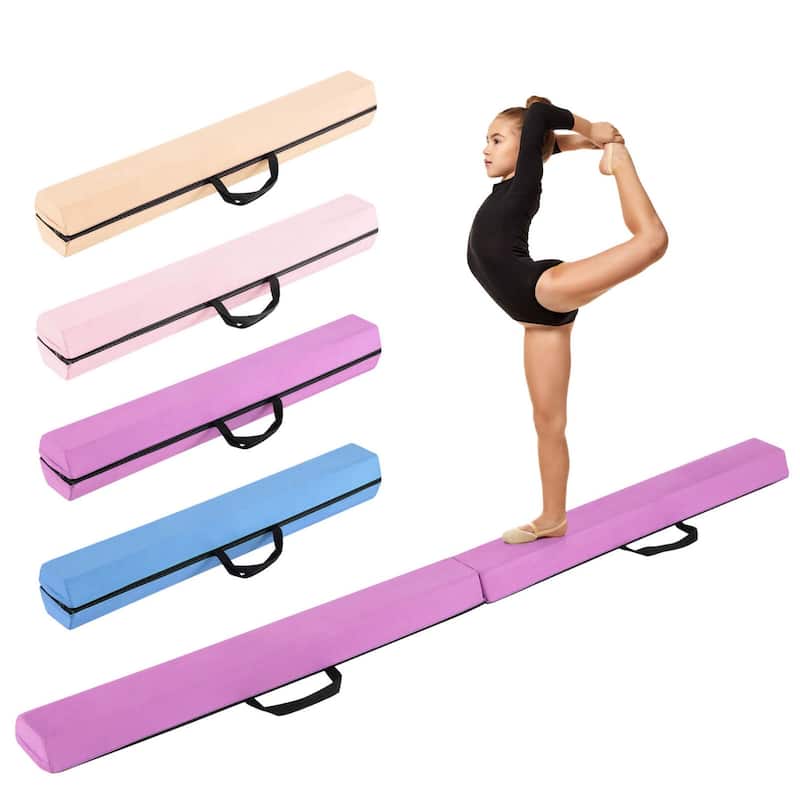 Costway 7 FT Folding Balance Beam Foam Floor Gymnastic Beam with - See Details - Purple
