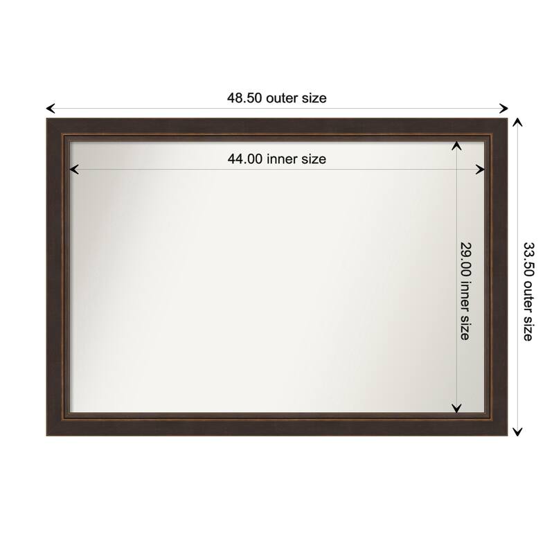 Lara Bronze Framed Non-Beveled Custom Wall Mirror, Bathroom Vanity Mirror - Outer Size: 48.5 x 33.5
