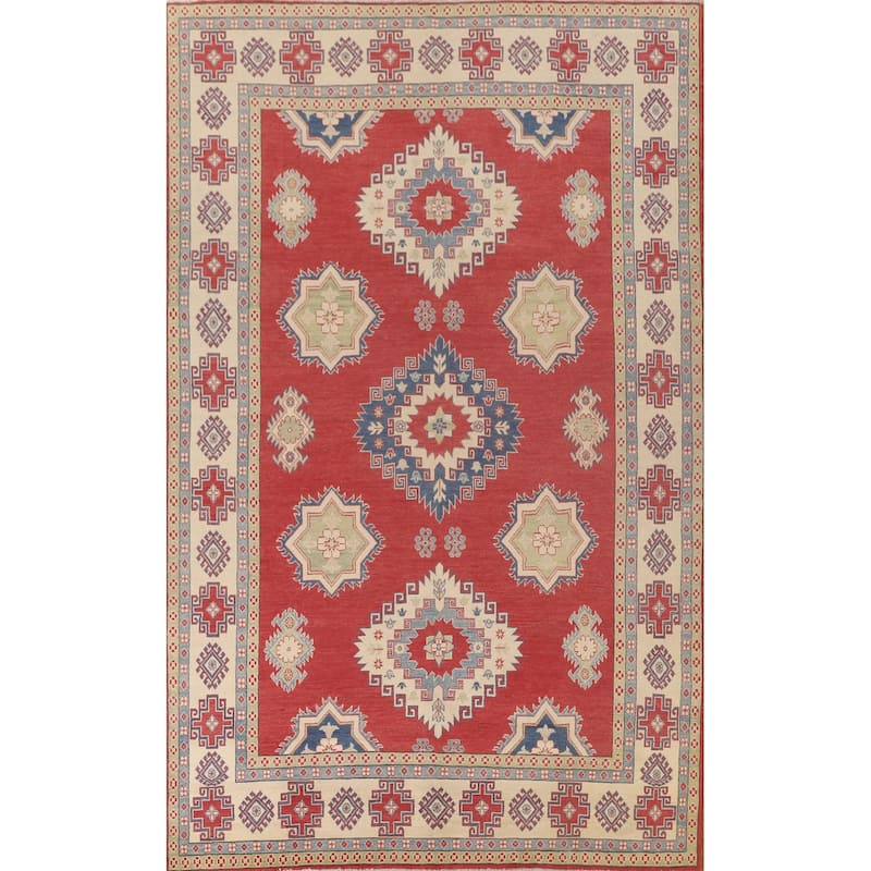 Red Kazak Rug Hand-Knotted Oriental Wool Carpet - 8'2"x 12'2"