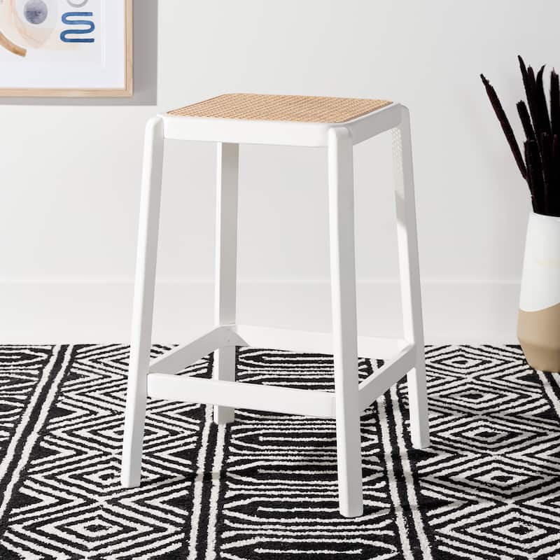 SAFAVIEH Flavia Backless Cane Counter Stool - 17" W x 17" D x 25" H - 17Wx17Dx25H