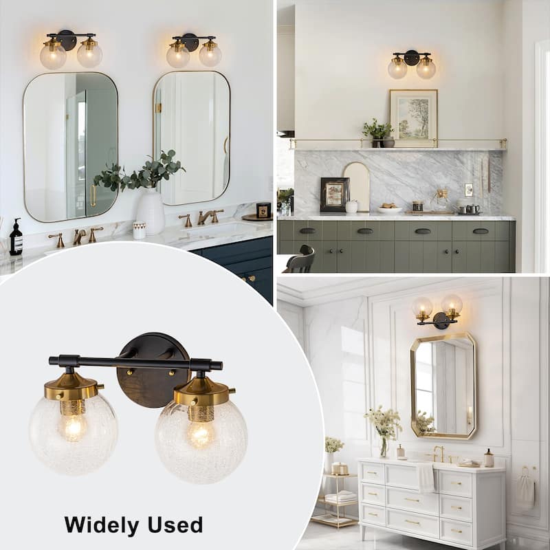 Crackled Glass Globe Wall Sconce Modern Vanity Light