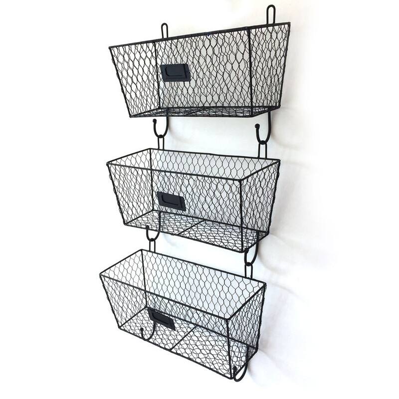 Wire Mail Rack Wire Letter Mail Mount Metal Rack Basket Vintage Triple Organizer Set ...