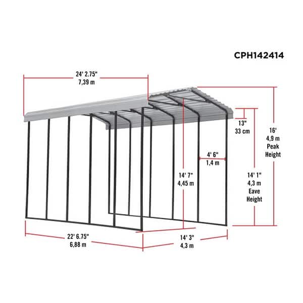 Shop Arrow Heavy Duty Galvanized Steel Metal Rv Carport And Multiuse Shelter Shade For Large Vehicles Charcoal 24 L X 14 W X 14 H On Sale Overstock 31087954