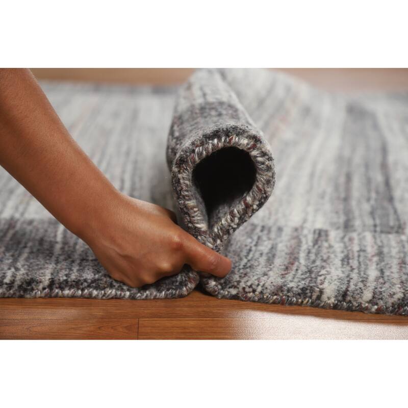 Hand Knotted Oriental 100% Wool Carpet Tribal Tribal Greys & Charcoal Gabbeh Area Rug - 7' 7'' X 5' 6''