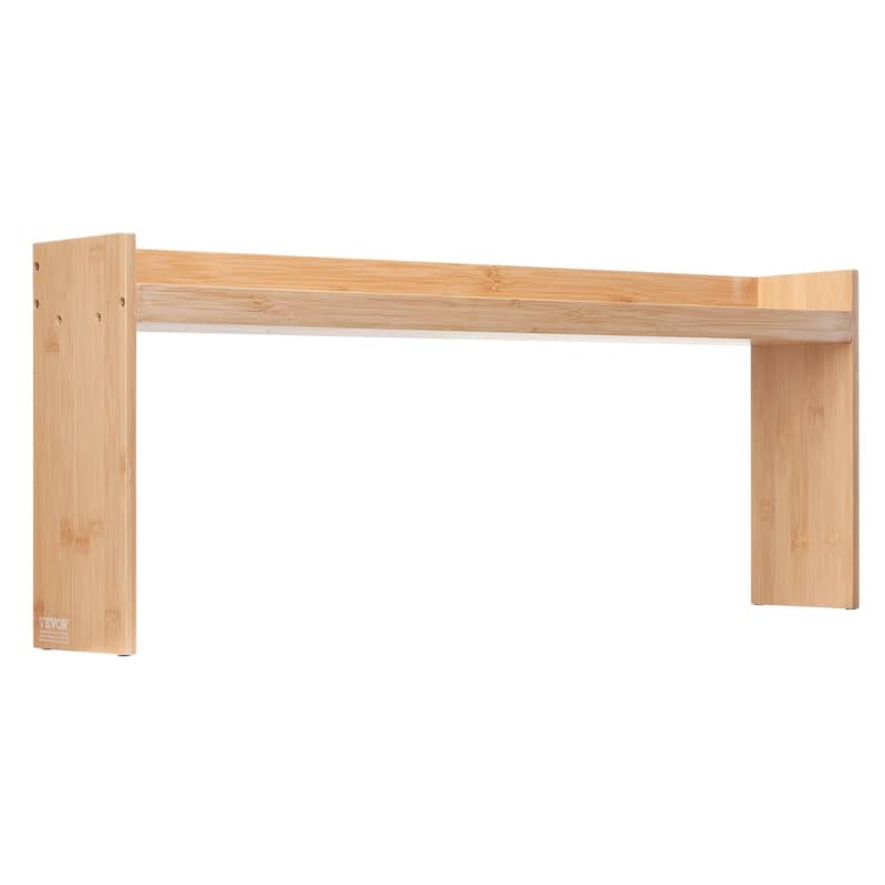 Natural Wicker Over-Stove Spice Shelf with Hooks and Moisture-Resistant Finish - 32.6x5.5x13 inch