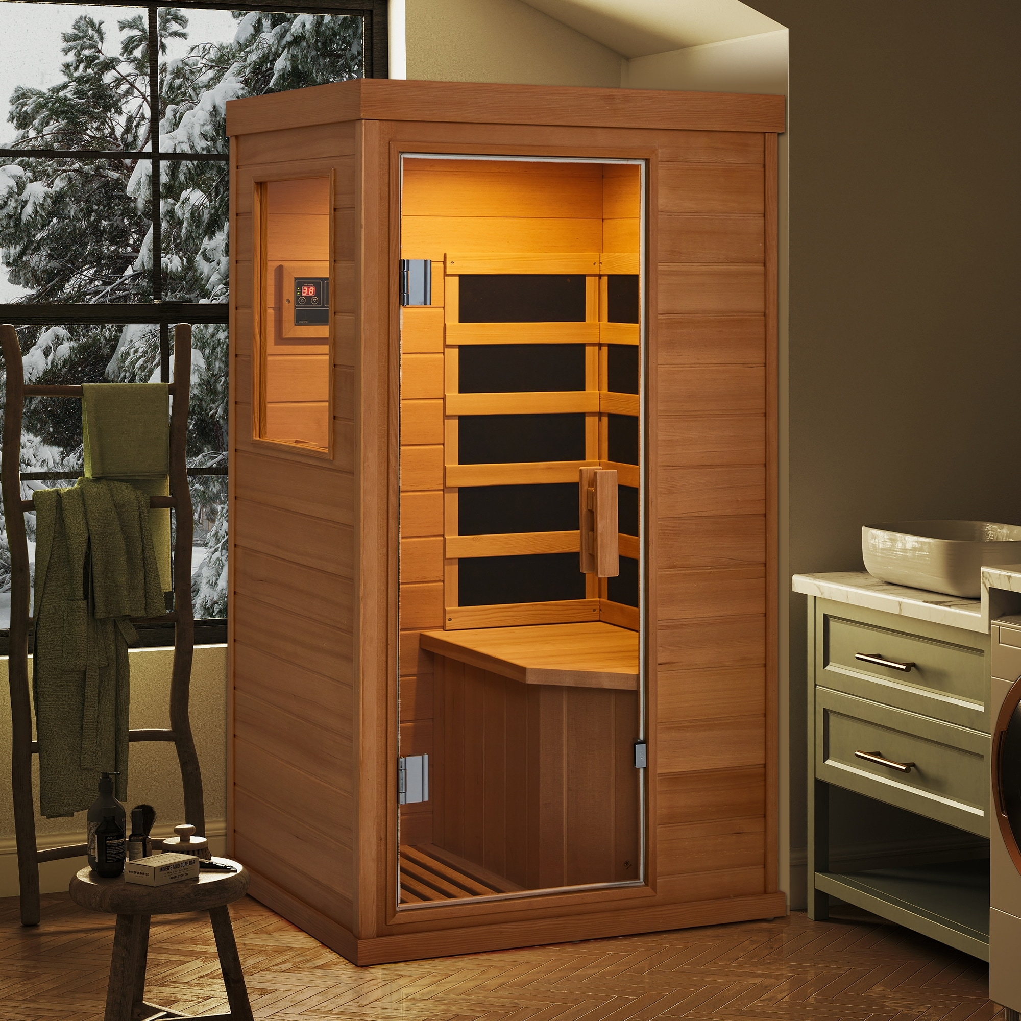 EROMMY up to 3 Person Infrared Sauna with 10-Minute Warm-Up Heater Tube and Carbon Plate