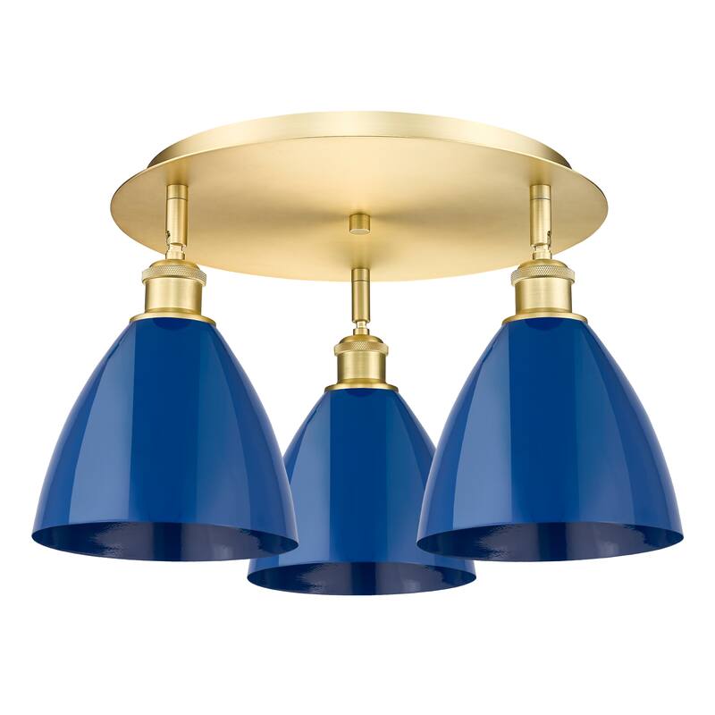 Innovations Lighting Ballston - 3 Light 19" Flush Mount - Blue/Satin Gold