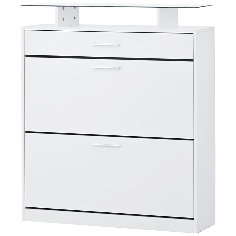 Free Standing Shoe Rack with LED Light & 2 Flip Drawers, Tempered Glass Top Storage  Cabinet Slim Entryway Organizer for Hallway - On Sale - Bed Bath & Beyond -  38428972