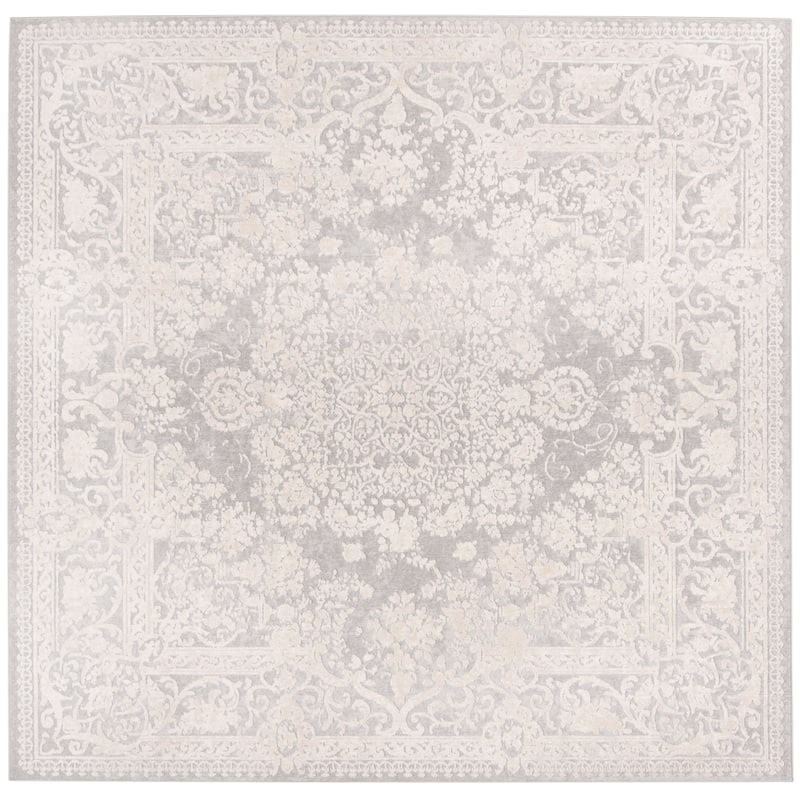 SAFAVIEH Reflection Euna Charming Oriental Rug - 6'7" Square - Light Grey/Cream