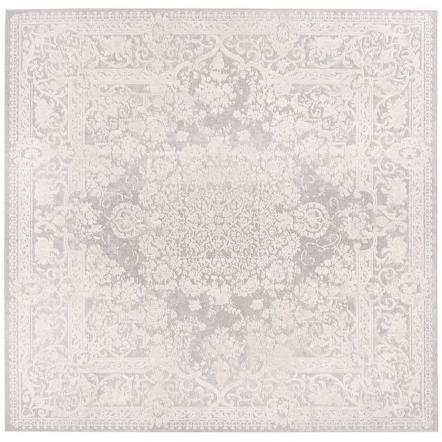SAFAVIEH Reflection Nedelja Charming Oriental Rug - 6'7" x 6'7" Square - Light Grey/Cream
