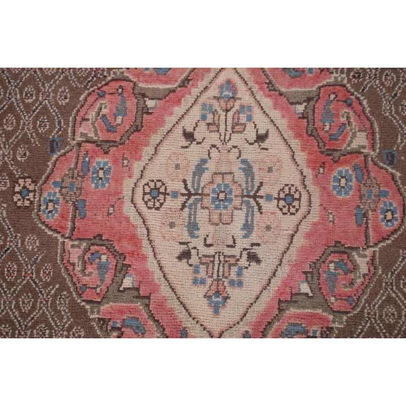 Brown Koliaei Persian Vintage Area Rug Handmade Wool Carpet - 5'0"x 10'6"