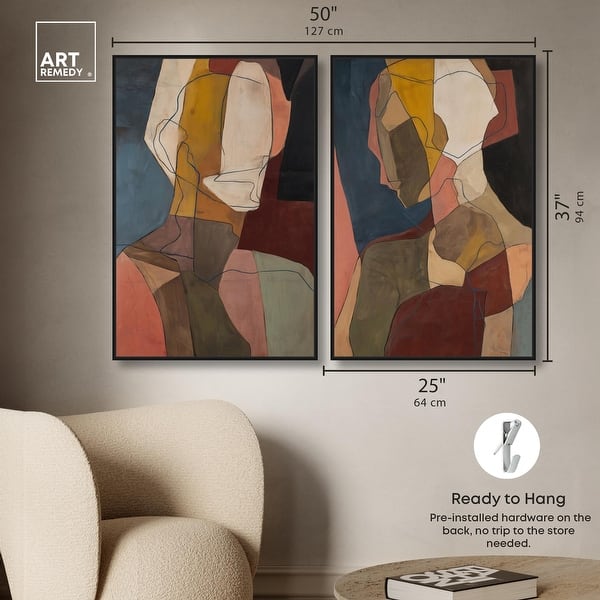 dimension image slide 2 of 24, Contemplation Dialogue Abstract Art Set Canvas Print by Art Remedy