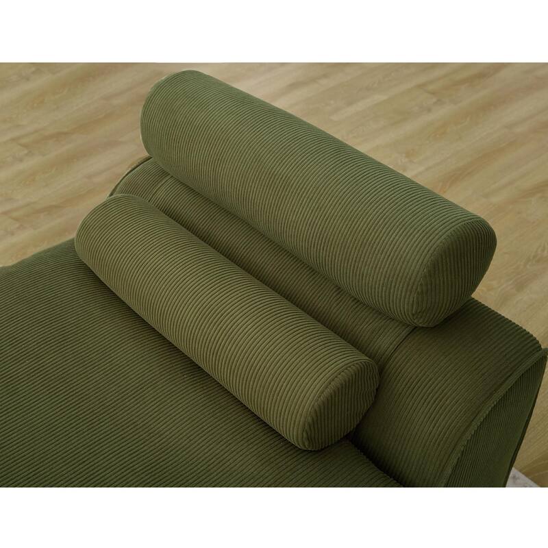 132" Modular Corduroy Sectional Sofa with 12 Pillows & Armless Design