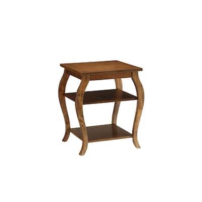 Square End Table Nightstand Accent Sofa Side Table with Open Storage Shelf and Wooden Cabriole Leg for Bedroom