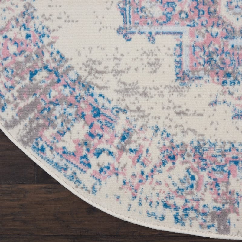 Lipem Power Loomed Distressed Geometric Non Skid Stain Resistant Area Rug By HomeRoots - 63' X '63' X '0.5