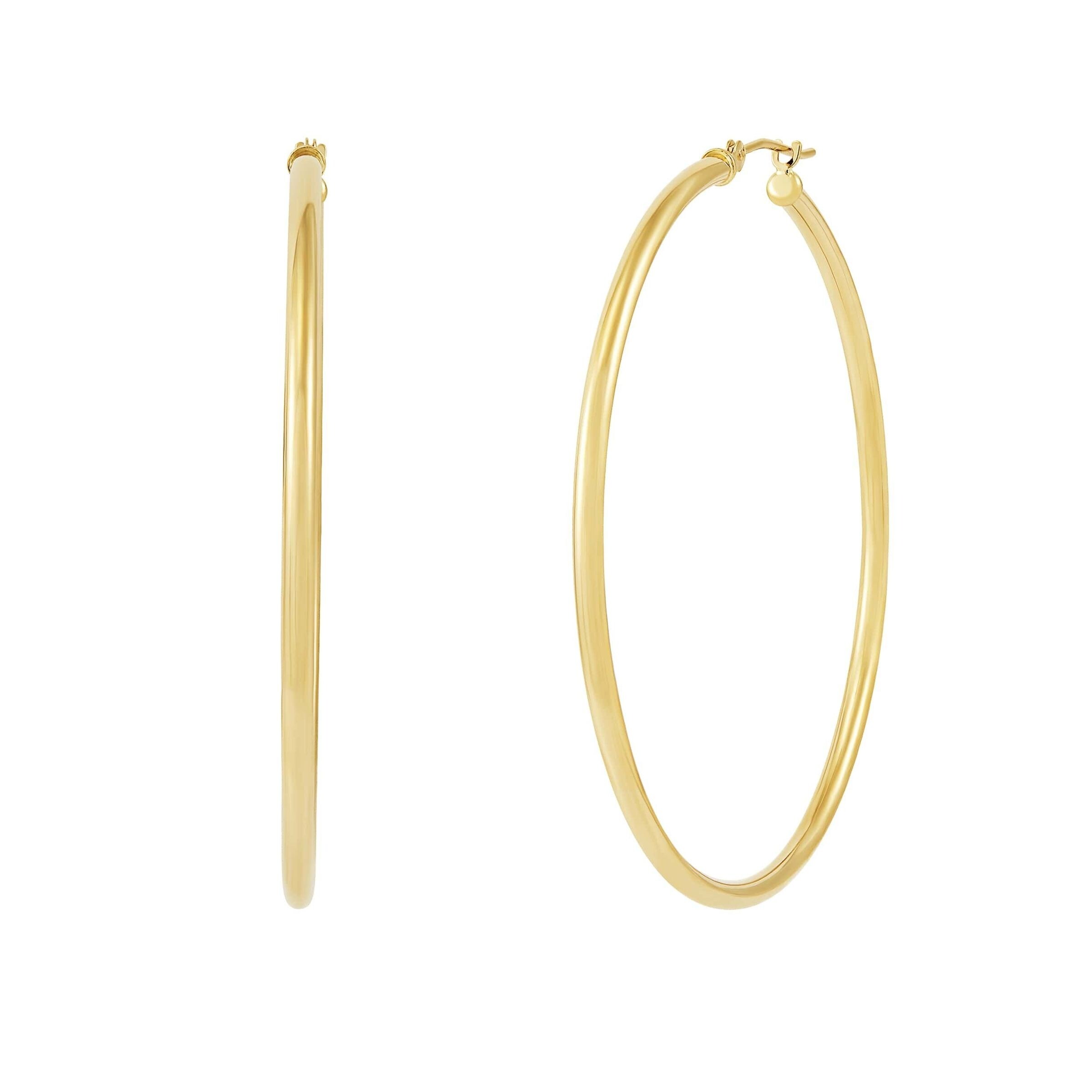 Eternity Gold 50 mm Classic Tube Hoop Earrings in 14K Gold