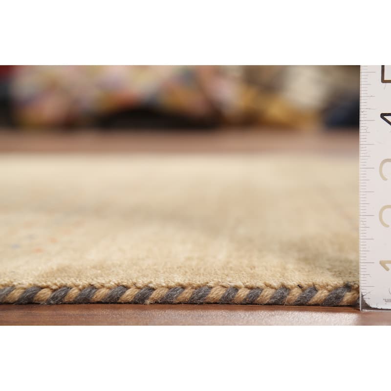 Tribal Yellow Gabbeh Accent Rug Hand-Knotted Wool Carpet - 3'11"x 5'10"