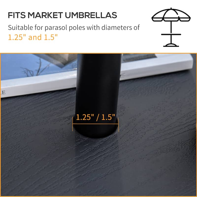 Outsunny 20" Umbrella Table Tray Portable Round Table Top for Beach, Patio, Garden, Swimming Pool, Deck, Black