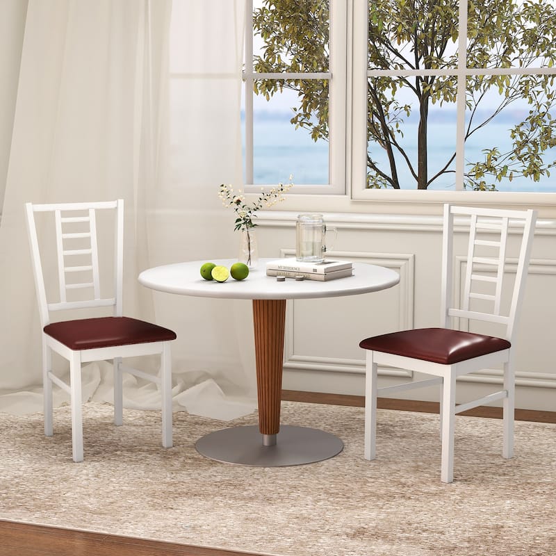 Gymax Wood Dining Chairs Set of 2 w/Rubber Wood Frame Padded Seat