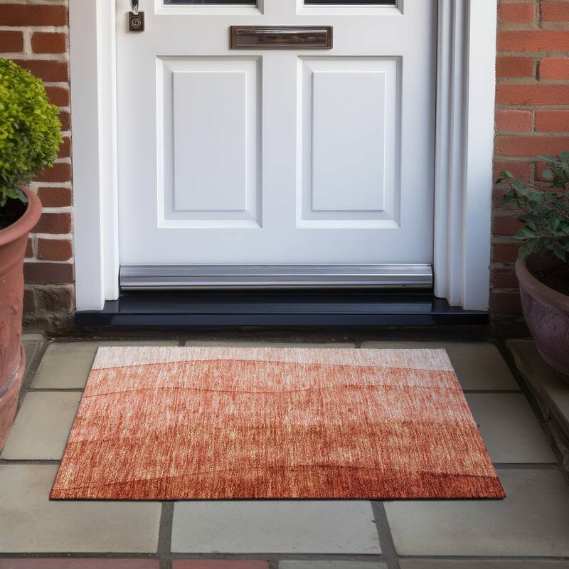 Machine Washable Indoor/ Outdoor Chantille Modern Horizon Rug - Paprika - 1'8" x 2'6"