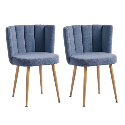 Modern Dining Chair Set Of 2 with Iron Tube Wood Color Legs, Shorthair Cushions And Comfortable Backrest