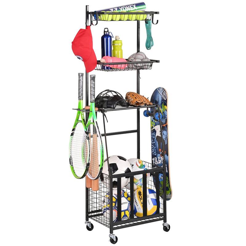 4 Tier Garage Storage Organizer for Sporting Goods Balls