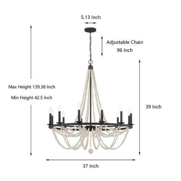 dimension image slide 2 of 3, Acroma 12-light Farmhouse Empire Beaded Chandelier