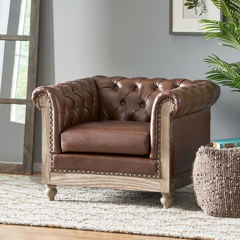 Castalia Chesterfield Tufted Club Chair by Christopher Knight Home - 39.00" L x 33.50" W x 28.00" H