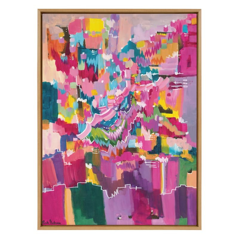 Kate and Laurel Sylvie Springtime Frenzy Framed Canvas by Leah Nadeau