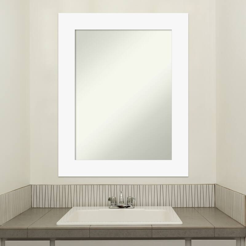 Basic Non-Beveled Wood Framed Bathroom Vanity Wall Mirror