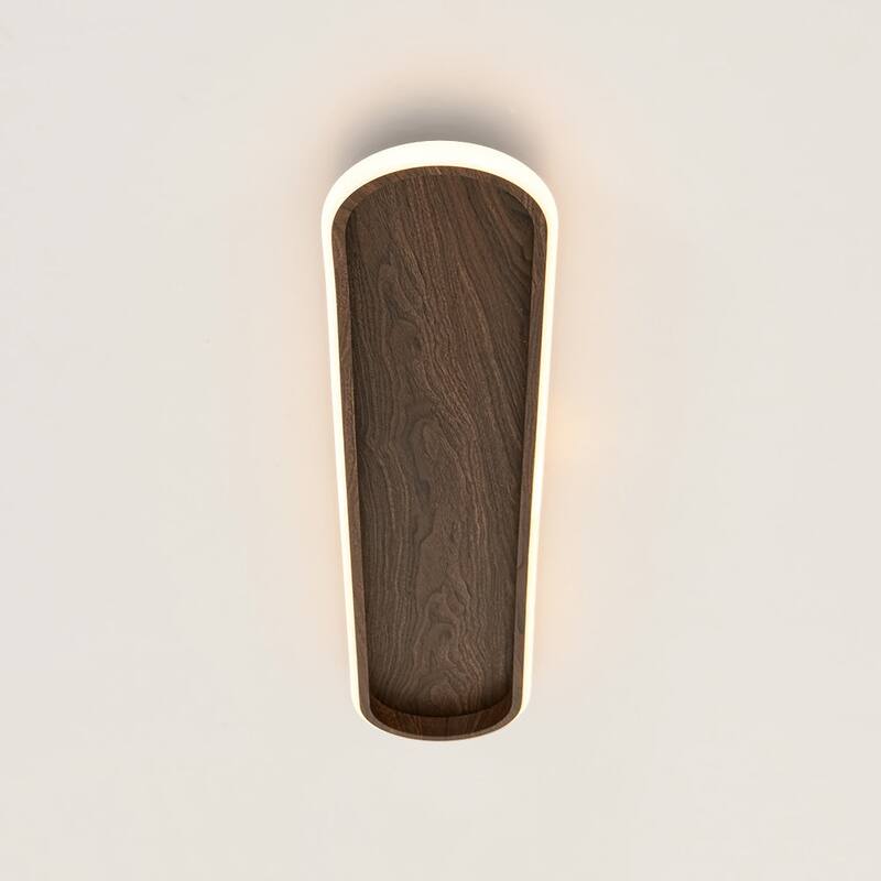 Minimalist Walnut Wood Linear Oval Dimmable LED Semi Flush Mount - 31.7 Inches