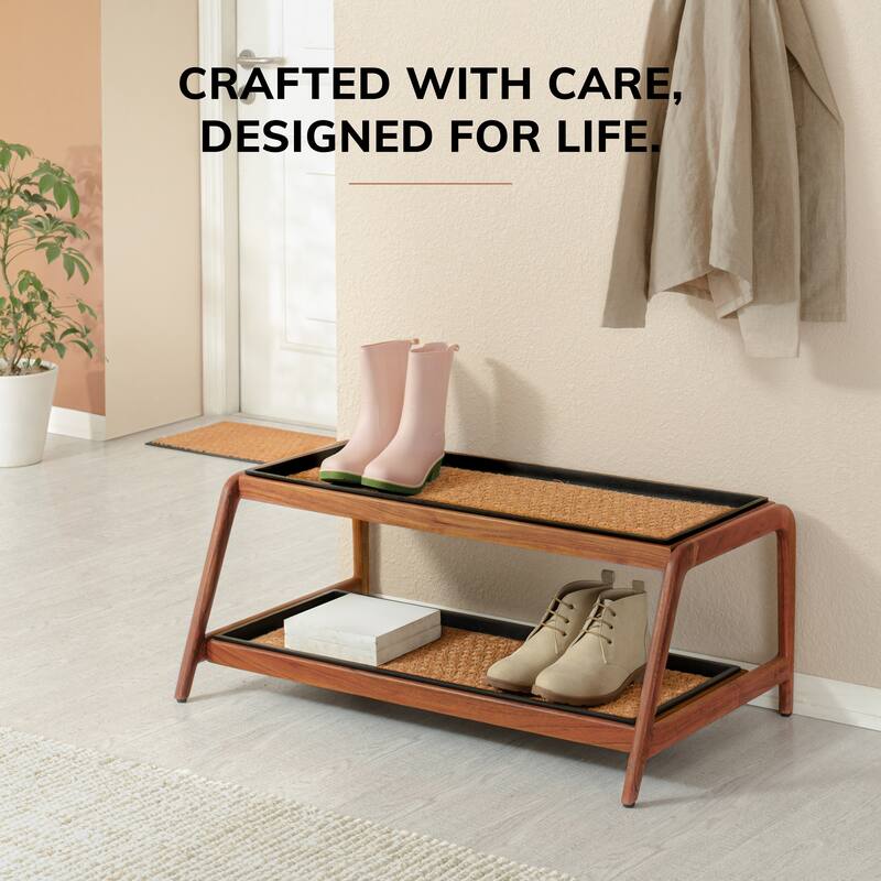 Jani Double-Tier Natural Stand 3-Pair Rubber Boot Trays