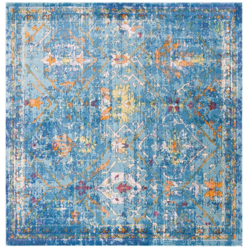 SAFAVIEH Aria Adamira Vintage Boho Oriental Rug - 6'5" Square - Blue/Multi