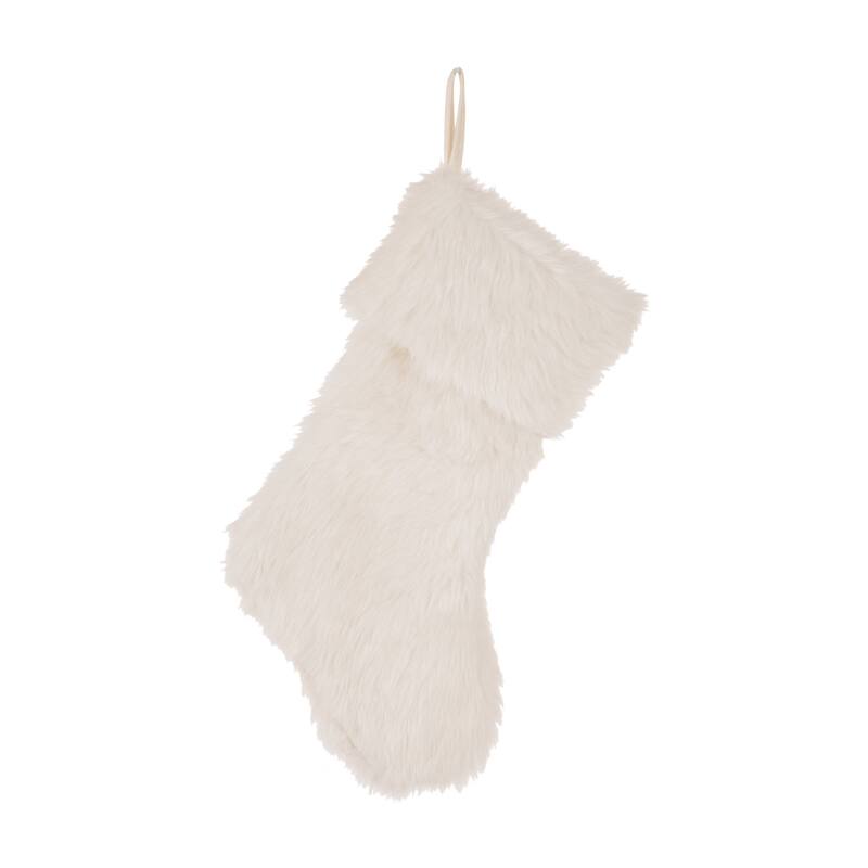 Glitzhome 21"L Plush Christmas Stockings - White