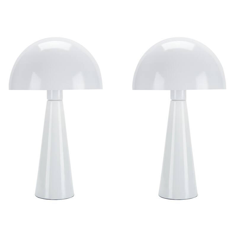 Nourison 16" Mushroom Shaped Iron Table Lamps, Set of 2 - White