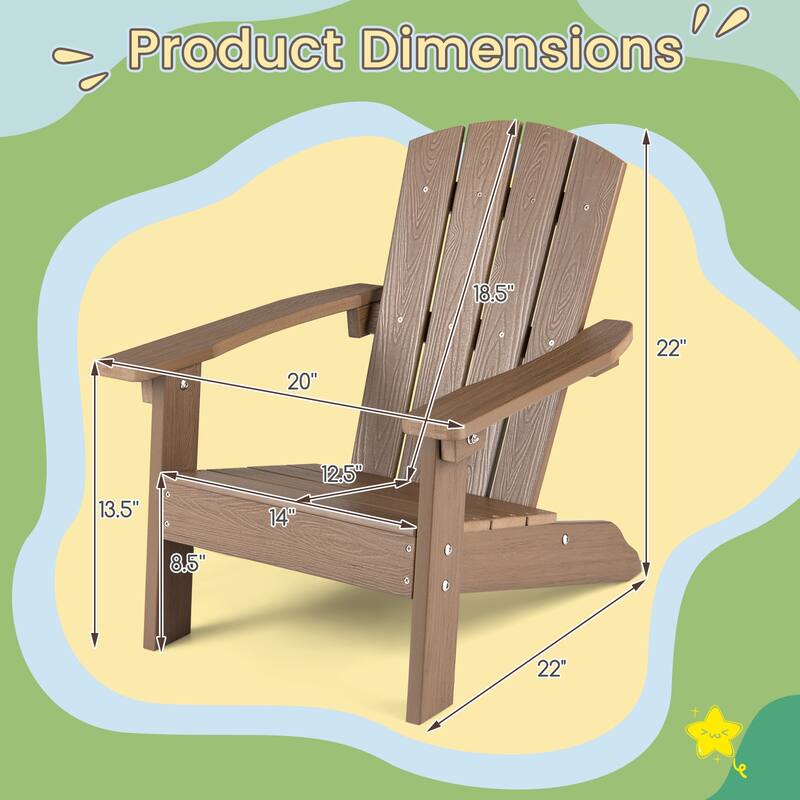 Gymax 4PCS Kid's Adirondack Chair All-Weather HDPE Toddler Lawn Chair